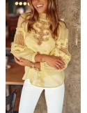 Women\'s chiffon blouse with lace, yellow 9131 - Online store - Boutique